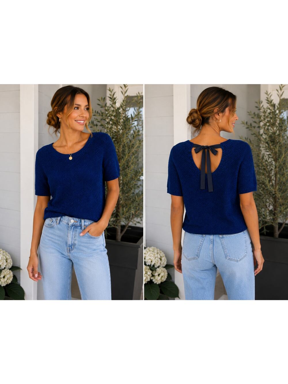 GAP Bright Cobalt Textured Knit Sweater Top – Size Medium - 100% Cotton